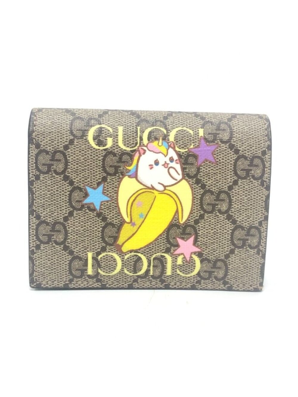 Gucci Bifold Wallet Bananya Collaboration GG Supreme Canvas Brown